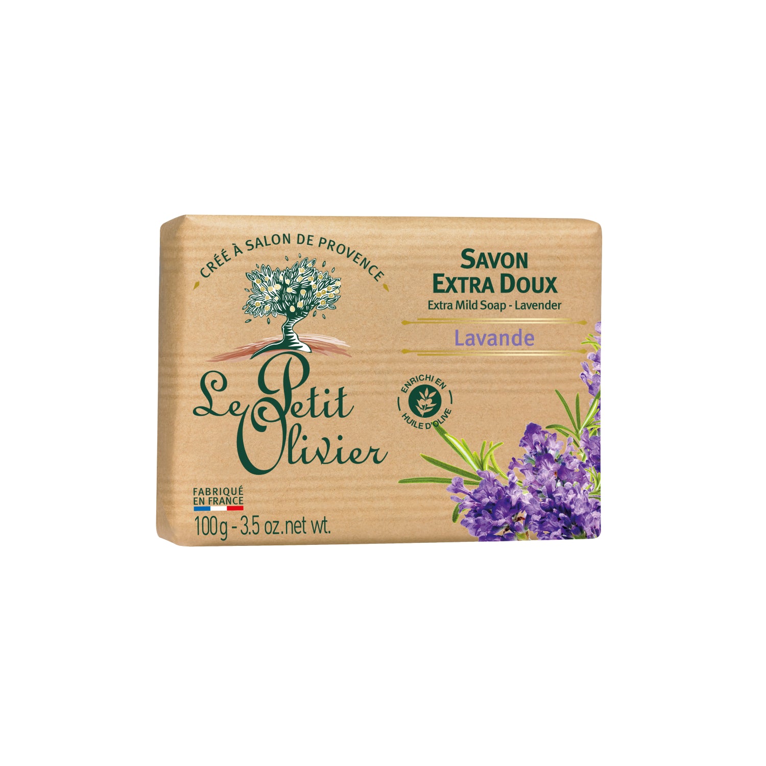 Jabón Extra Suave Lavanda Le Petit Olivier - 100g