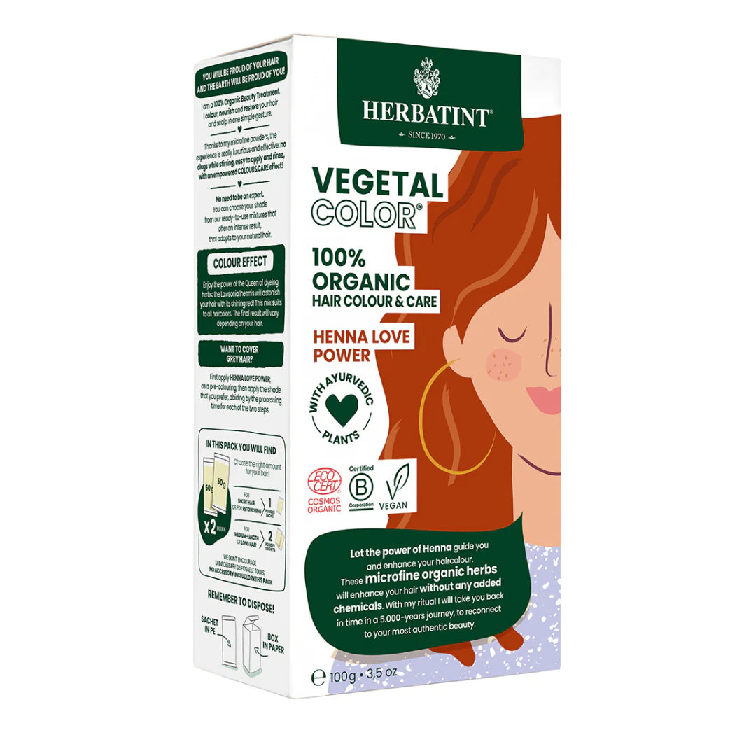 Coloración Vegetal Love Power Henna 100% Orgánica Herbatint - 100gr